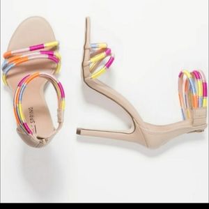 Shabby Chic Boho Tan Bold Neon High heel Sandals Size 11  NWOT